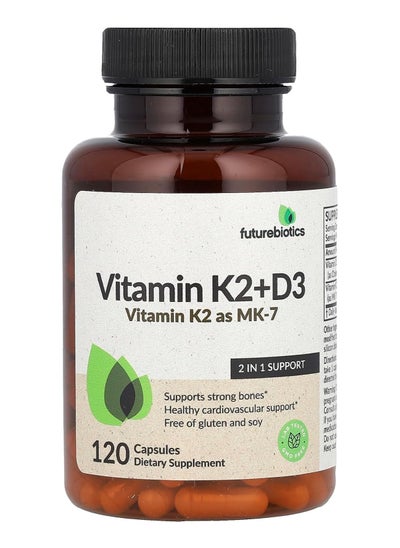 اشتري FutureBiotics, فيتامين K2 + D3 مع فيتامين K2 في صورة MK-7، 120 كبسولة في السعودية