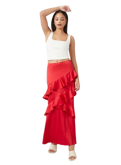 Buy Chiffon Ruffle-Trim Maxi Skirt in Egypt