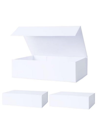 Buy White Collapsible Gift Box With Magnetic Closure Lids 10.5X7X3 In Bridesmaid Groomsman Proposal Boxes Rectangle Storage Box 3 Pack in UAE