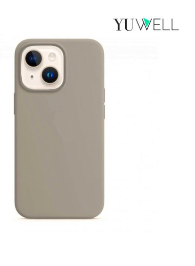 Buy iPhone 14 Silicone Protective Case For iPhone 14 6.1inch Soft Liquid Gel Rubber Cover Shockproof Thin Cover Compatible For iPhone 14 Mid Grey in UAE