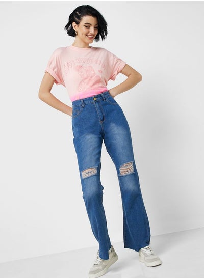 Buy Cutout Detail Mom Jeans in UAE