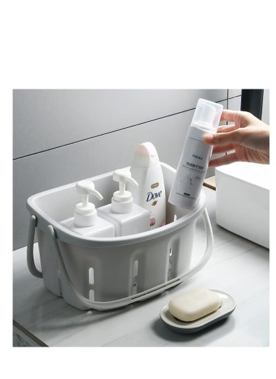 Buy Plastic Shower Caddy Tote, Hanging Bathroom Organizer with Handle, Portable Storage Basket Bin, for Bathroom, Pantry, Kitchen, College Dorm, Garage, Light Gray in UAE