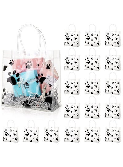 اشتري 20 Packs Dog Paw Clear Pvc Gift Bags With Handle Reusable Plastic Wrap Tote Bags Transparent Shopping Bags For Puppy Pet Treat Party Favor Birthday Party Wedding 8 X 8 X 3.15 In (Black) في الامارات