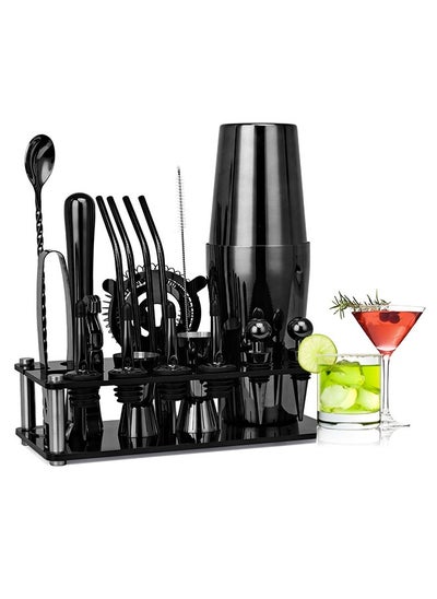 Buy 20-Piece Boston Cocktail Shaker Bar Set Gunmetal Plated Bartender Kit Cocktail Shaker Set Black Cocktail Kit with Mixology Bartender Kit Bar Accessories Bartending Kit Cocktail Set With Shaker in Saudi Arabia