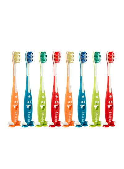 اشتري Shield Care Giggles Toothbrush, Fun Design, Flexible Grip and Best for Kids’ Oral Care - Super Soft Bristles, Kids - 8 Count (Pack of 1) في الامارات