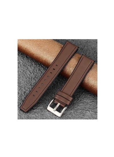 اشتري 22mm Silicone Leather Replacement Strap Watchband For Huawei GT4 46mm 2023- Brown Silver Buckle في مصر