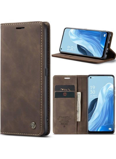 Buy CaseMe Oppo Reno 7 4G/ 21 Pro 4G/Reno 8 4G Case Wallet Case Book Folding Flip Folio Case with Magnetic Kickstand Card Slots Protective Cover - Coffee in Egypt