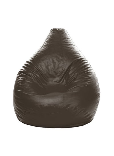 Buy XXL Faux Leather Multi-Purpose Bean Bag With Polystyrene Filling Coffee Brown in UAE