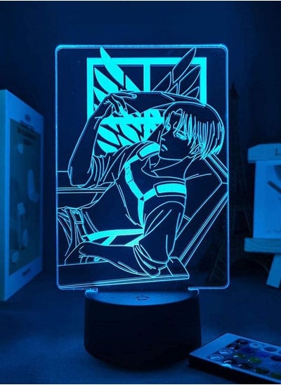 اشتري Gift for Boys New 2022 3D Light Anime Attack Giant Levi Ackerman Home Anime Light Comic Multicolor Night Light LED Panel Light USB Light LED في الامارات