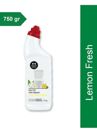 Buy WC Gel With Bleach Freshness Lemon Cleans and Removes Stains From The Toilet Also Keeps A Perfumed Bathroom 750 gr in Saudi Arabia