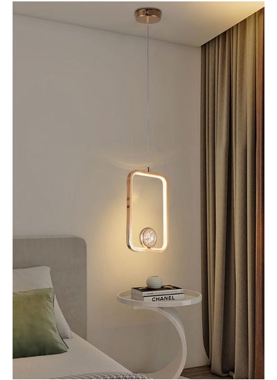 Buy Modern LED Pendant Light 6581-GD with Gold Frame & Crystal Accent – 3 Brightness Levels 40W Adjustable Height for Living Rooms, Dining Rooms & Bedrooms in Saudi Arabia