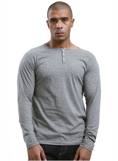 اشتري Heather Grey Buttoned Summer Henley Shirt في مصر