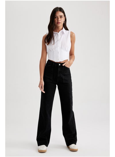 Buy Woman Wideleg Cargo Denim Trousers in Egypt