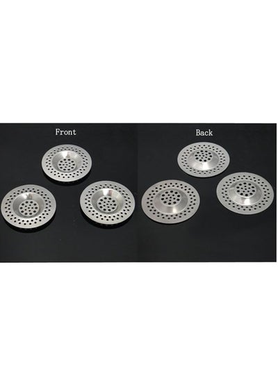 Buy Stainless Steel Kitchen Sink Strainer, Bathroom Drain Stopper Hair Catcher, Bathtub Drain Protector, 3 Pieces 7.5cm (3 Inch) (Silver) in Egypt