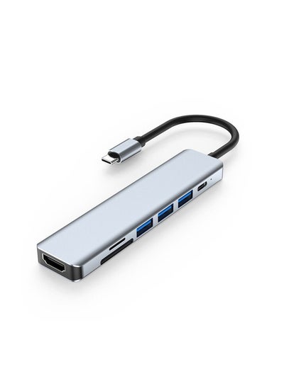 Buy USB C Hub Adapter 7-in-1 Type C Docking Station with 4K H*M*+USB3.0+USB2.0+60W PD+PD Data+SD/TF Card Readers USB Extension Hub for Laptop Tablet Smartphone in Saudi Arabia