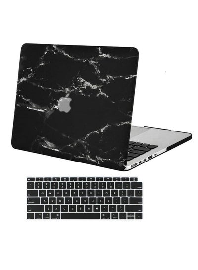 Buy Ntech MacBook Air 13 inch Plastic Hard Shell Case & Keyboard Cover Skin 2022 2021 2020 2019 2018 Release A2337 M1 A2179 A1932 Retina Display with Touch ID ( Black marble ) in UAE