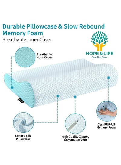 Buy Memory Foam Contour Pillow Provides Proper Neck and Neck Support - 60*35*9/11cm in Saudi Arabia