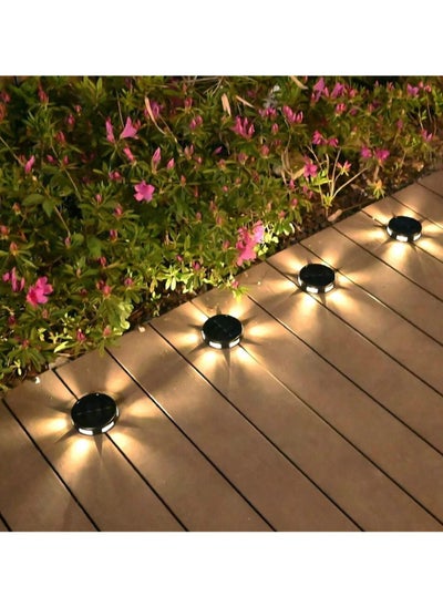 اشتري 4 Pcs Solar Ground Light Outdoor Waterproof 6LED For Pathway Stairs Lawn Patio Driveway Courtyard Villa Garden Decoration Lamp, Warm في الامارات