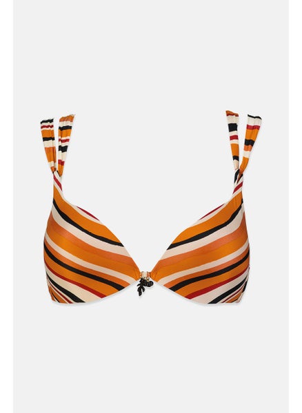 اشتري Women 1 Pc Padded Underwired Stripe Bikini Top, Orange Combo في السعودية