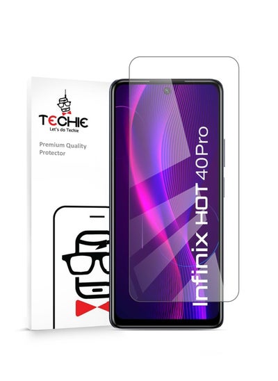 اشتري HD Tempered Glass Screen Protector for Infinix Hot 40 Pro - Anti Reflection Anti Bubbles 9H Hardness 0.33 mm Rounded Edges Easy Installation في السعودية