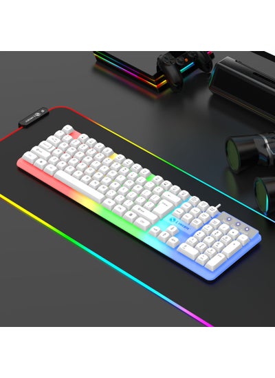 Buy T25 Mechanical Keyboard Gaming Wired Set TX35 ordinary luminous keyboard white in Saudi Arabia