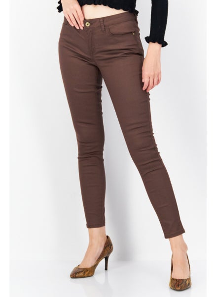 اشتري Women Skinny Fit Chino Solid Pant, Brown في الامارات