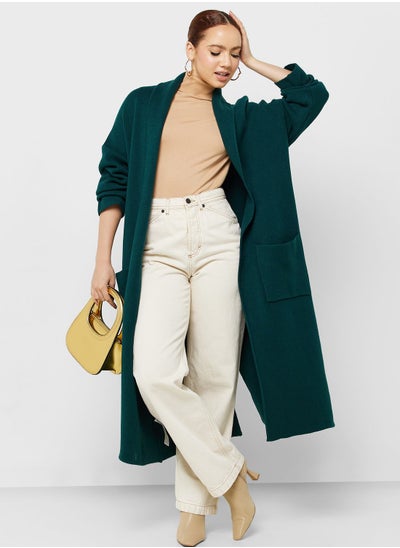 اشتري Pocket Detail Ribbed Longline Coat في السعودية