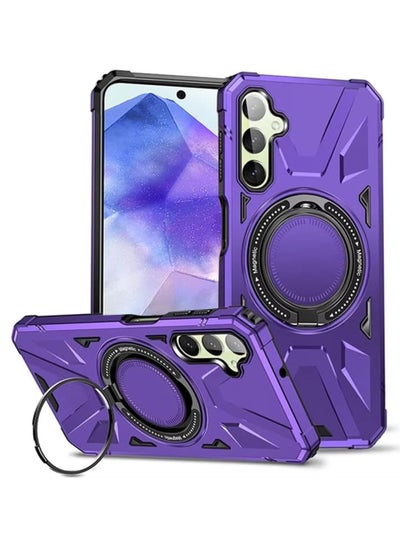 Buy GOLDEN MASK For Samsung Galaxy A55 Case Mag-Safe Magnetic Shockproof Phone Case with Ring Holder (Purple) in Egypt