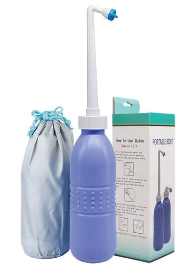 اشتري Portable Shattaf 650ml - Travel Portable Bidet Sprayer for Toilet - Handheld Spray Bottle for Personal Hygiene Cleaning - for Men & Women في الامارات