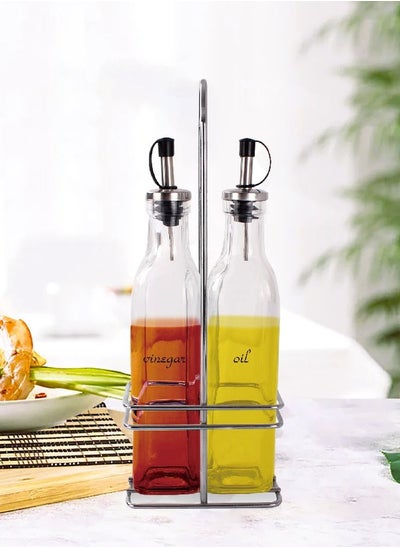 اشتري 2pcs Oil and Vinegar Cruet Set with Caddy في الامارات