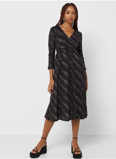 Buy Foil Print Wrap Dress in UAE