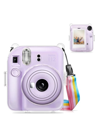 اشتري Protective Case Compatible with Fujifilm Instax Mini 12 Instant Film Camera/Crystal Hard Shell PVC Protective Cover Carrying Cover/with Adjustable Shoulder Strap -Clear في الامارات