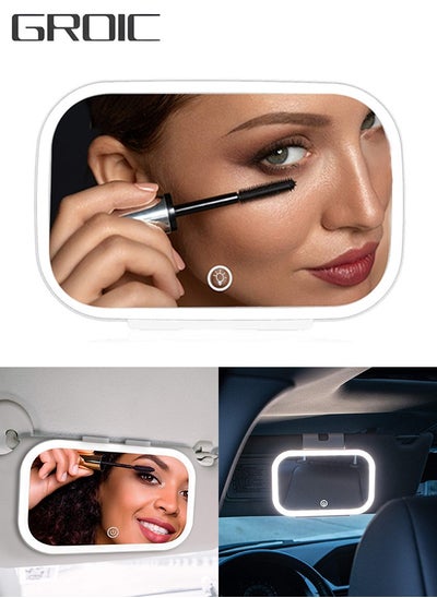 Buy LED Car Visor Makeup Mirror with 3 Mode, Dimmable Touch Light, Adjustable Clip On Vanity Mirror for All Cars, Car Makeup Mirror with Lights，Sun Visor Mirror with Touch on Screen,Automotive Interior in Saudi Arabia