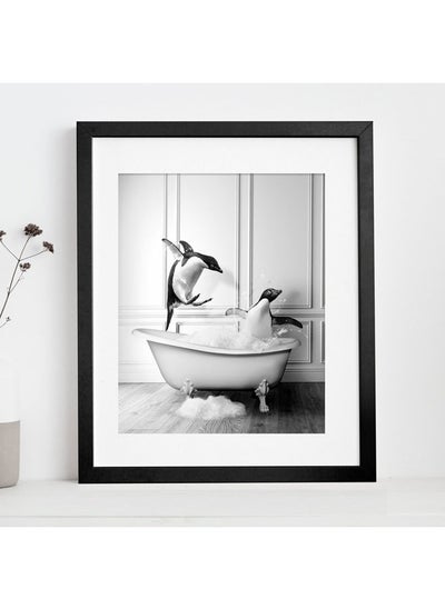 Buy Penguins In Tub Bathroom Poster With Frame 30x40 cm in UAE