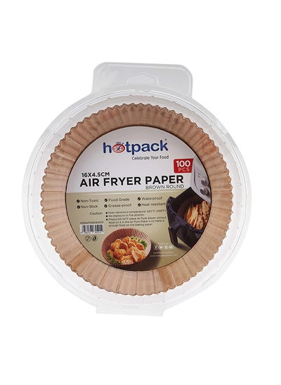 اشتري Hotpack Air Fryer Paper Brown Round Liners 16x4.5cm, 100-Pieces في الامارات