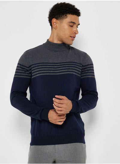 Buy Striped Roll Neck Sweater in Saudi Arabia