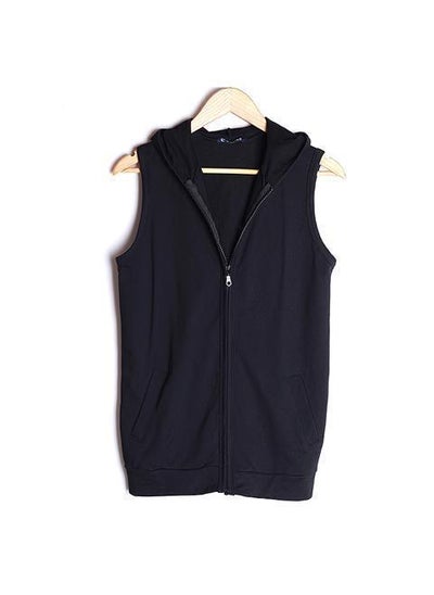 Buy Mens Sleeveless Hooded Fitness Vest Lightweight Black Hooded in Saudi Arabia