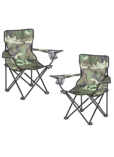 Buy Folding Beach Chair Foldable Camping Chair with Carry Bag for Adult, Lightweight Folding High Back Camping Chair for Outdoor Camp Beach Travel Picnic Hiking (2, Camouflage) in UAE