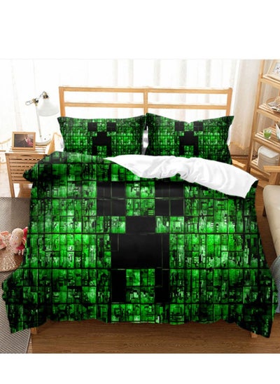 Buy 3 in 1 Allover print  Minecraft Double Duvet Cover Set Includes 2 Pillowcases in Saudi Arabia