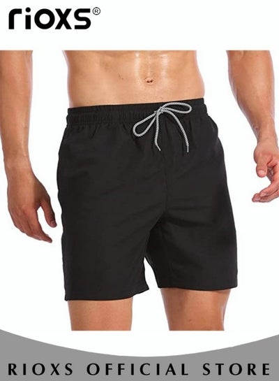 Buy Men's Casual Shorts Quick Dry Beach Shorts Elastic Waist Short Pants With Pockets And Mesh Lining in UAE