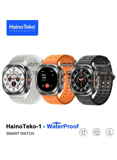 Buy 1 Ultra Waterproof Smartwatch With AMOLED Display and 3 Pair Straps For Men Black in UAE