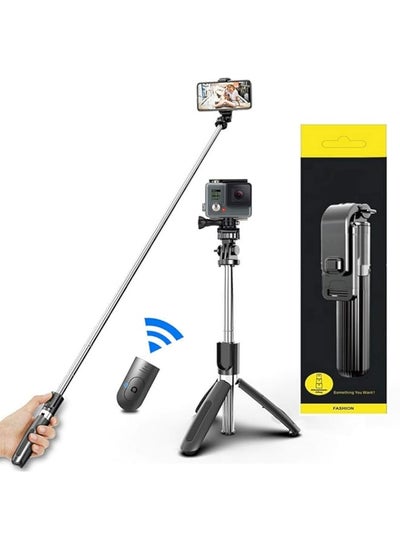 اشتري Selfie Stick For Phone Size 4.5-6.2Inch, Extendable Selfie Stick Tripod with Bluetooth Wireless Remote Phone Holder for iPhone 12 /iPhone 11/pro, Samsung Galaxy S10/S9 Plus/S8/Note8, Huawei (Black) في السعودية