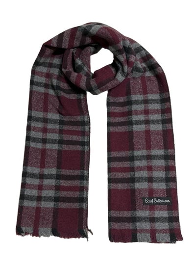 Buy Plaid Check/Carreau/Stripe Pattern Winter Scarf/Shawl/Wrap/Keffiyeh/Headscarf/Blanket For Men & Women - Small Size 30x150cm - P07 Burgundy / Grey in Egypt