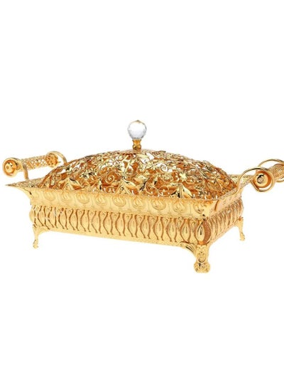 Buy Abraj Rectangle Tray with Lid (Gold) in Saudi Arabia