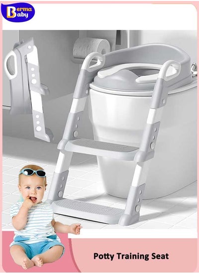 Buy Foldable Toilet Seat Kids Potty Training Seat Toilet Potty Training Seat, 2 IN 1 Toddler Toilet Seat with Anti-Slip Step Stool Ladder, DUAL-FORM Splash Guard Potty Seat for Kids Boys Girls in Saudi Arabia