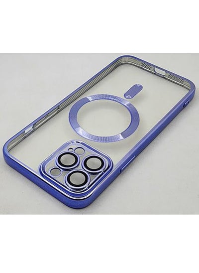 Buy IPhone 13 Pro Max (6.7 Inch) MagSafe Case With Colored Sides & Camera Protection - Clear/Light Blue in Egypt