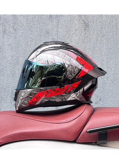 Buy New Double Mirror Helmet Semi Full Cover Four Seasons Motorcycle Helmet in Saudi Arabia