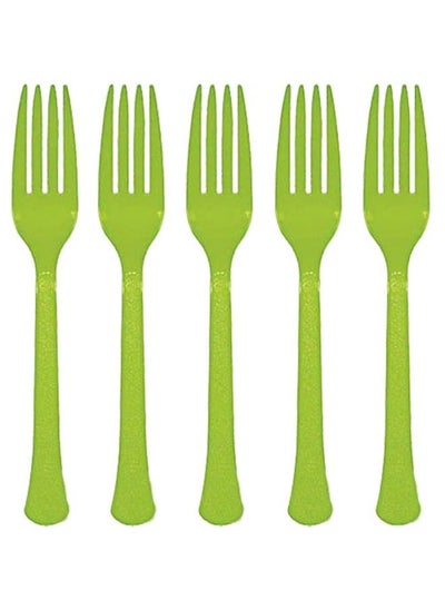 اشتري Reusable Heavy Duty Food Grade Plastic Forks, Kivi Green - 20pcs في الامارات