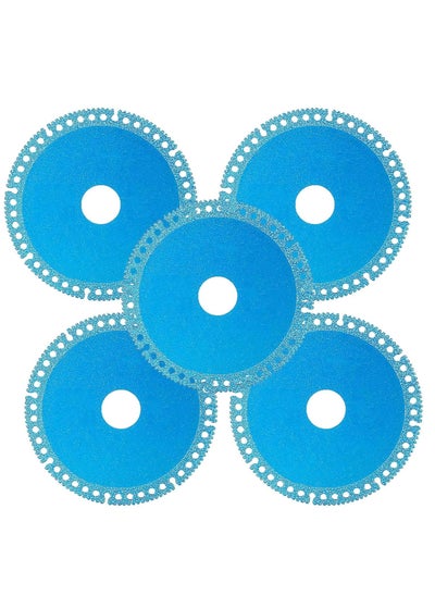 Buy Angle Grinder Cutting Blades, 4 Inches Indestructible Cltra-Thin Saw Blade Diamond Cutting Wheel Composite Multifunctional Cutting Blade for Glass Wood Stone Metal Ceramic Tile Blue，5Pcs in UAE