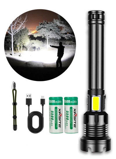 Buy Rechargeable LED Flashlights  P90 High  Lumens  Super Bright Flashlight High Powerful Flash Light 5 Modes  Light IPX6 Waterproof  26650 Battery for Outdoor Emergency Camping Hiking in Saudi Arabia